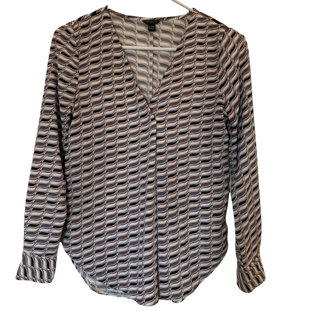 Ann Taylor Blouse V-Neck Long Sleeve XXSP
